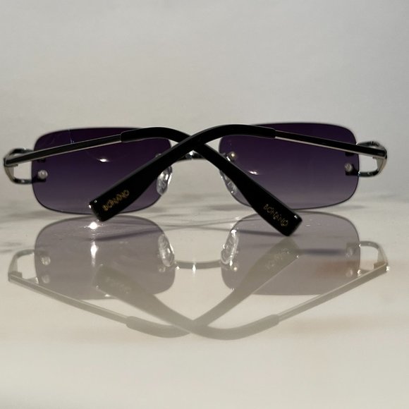 Bonano Venician Rimless SIlver Frames Sunglasses Glasses Vintage Designer - Picture 5 of 8